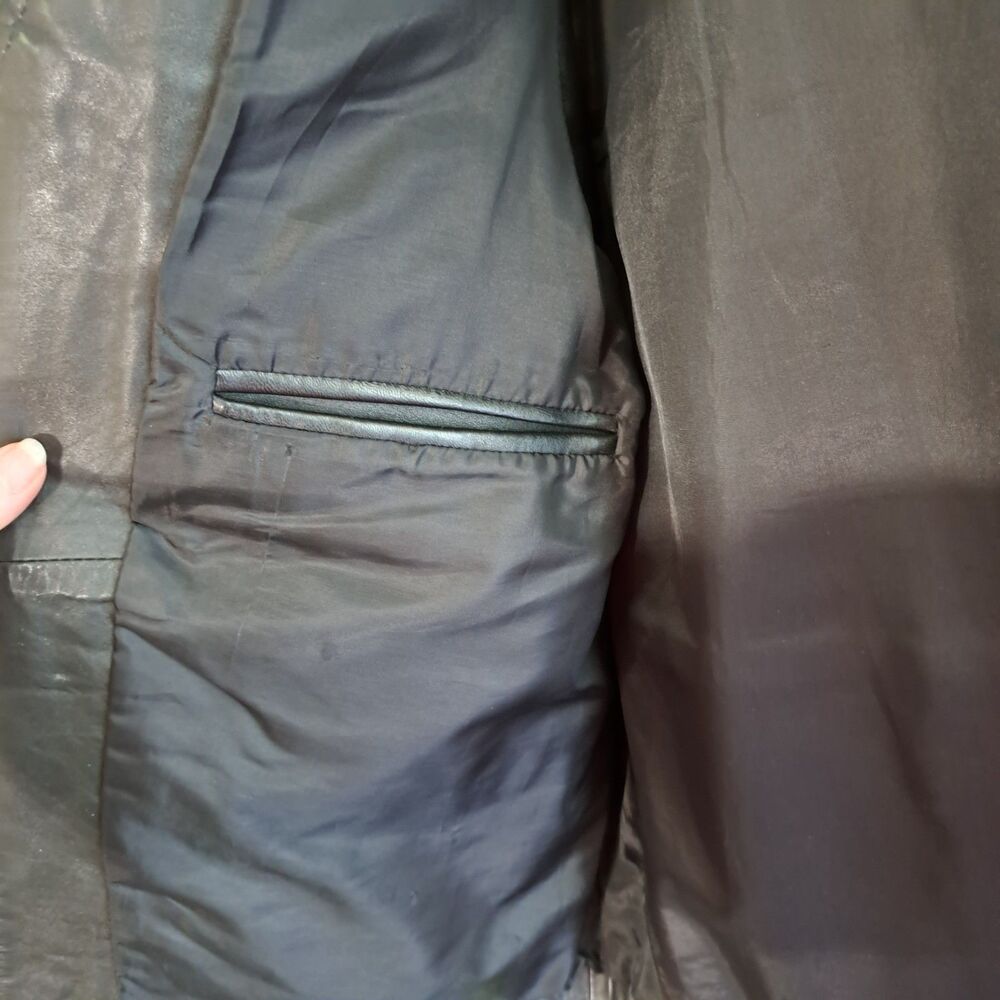 Men's Black Leather Zip Front Vest - Classic Utility Style - Picture 15 of 16
